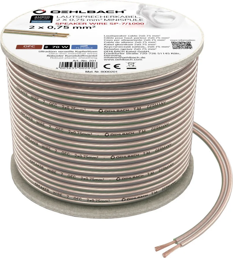 Oehlbach Speaker Wire SP-7 (bobine de 20 m) Câbles d'enceintes en bobine