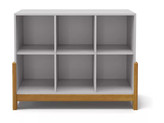 Étagère 6 cubes horizontale panneaux de fibres blanc et noisette KENAN