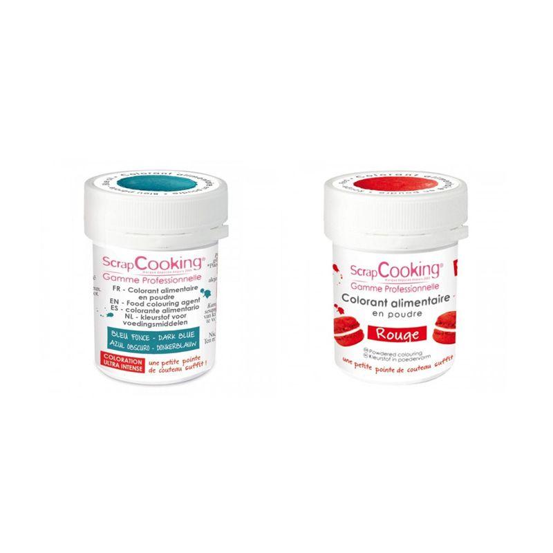 2 colorants alimentaires en poudre - rouge-bleu foncé Scrapcooking