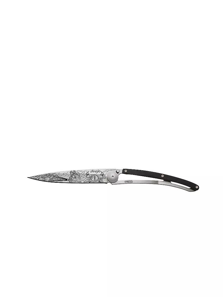 DEEJO Taschenmesser Ebenholz Titan FEUERWEHRMANN 37G  silber