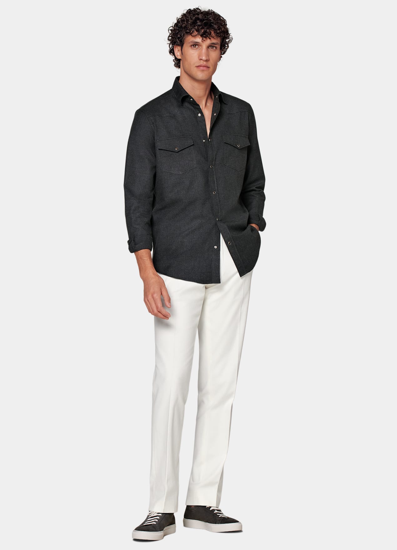 Chemise Western gris foncé