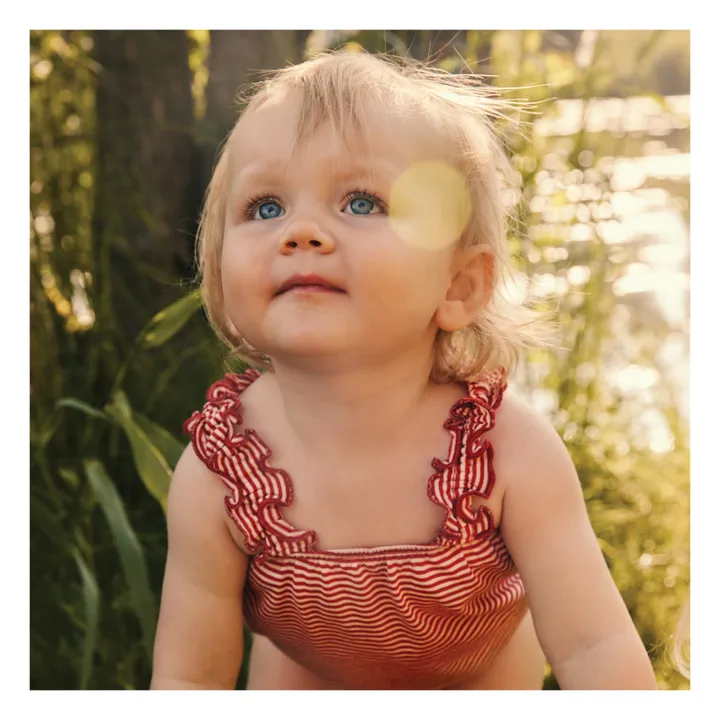 Minimalisma Barboteuse Rayée en Soie Happy | Rose