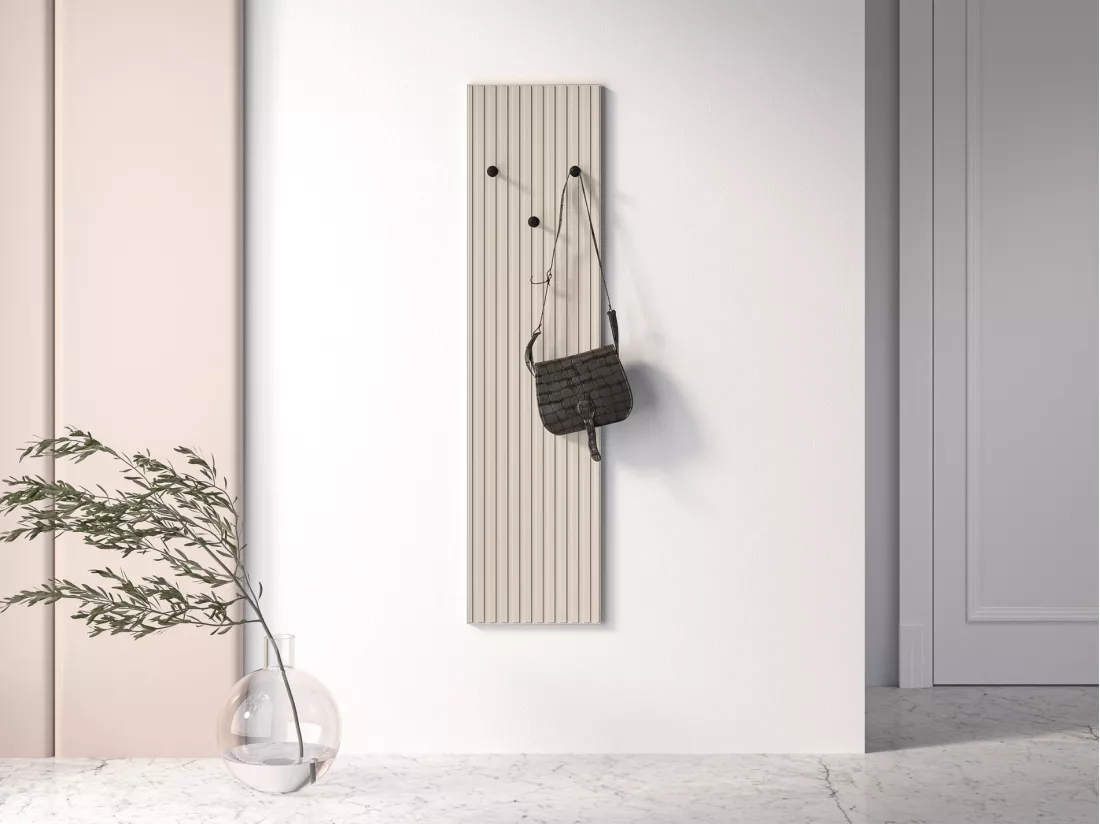Porte-manteau mural avec lamelles - 34 cm - beige - CALETTO