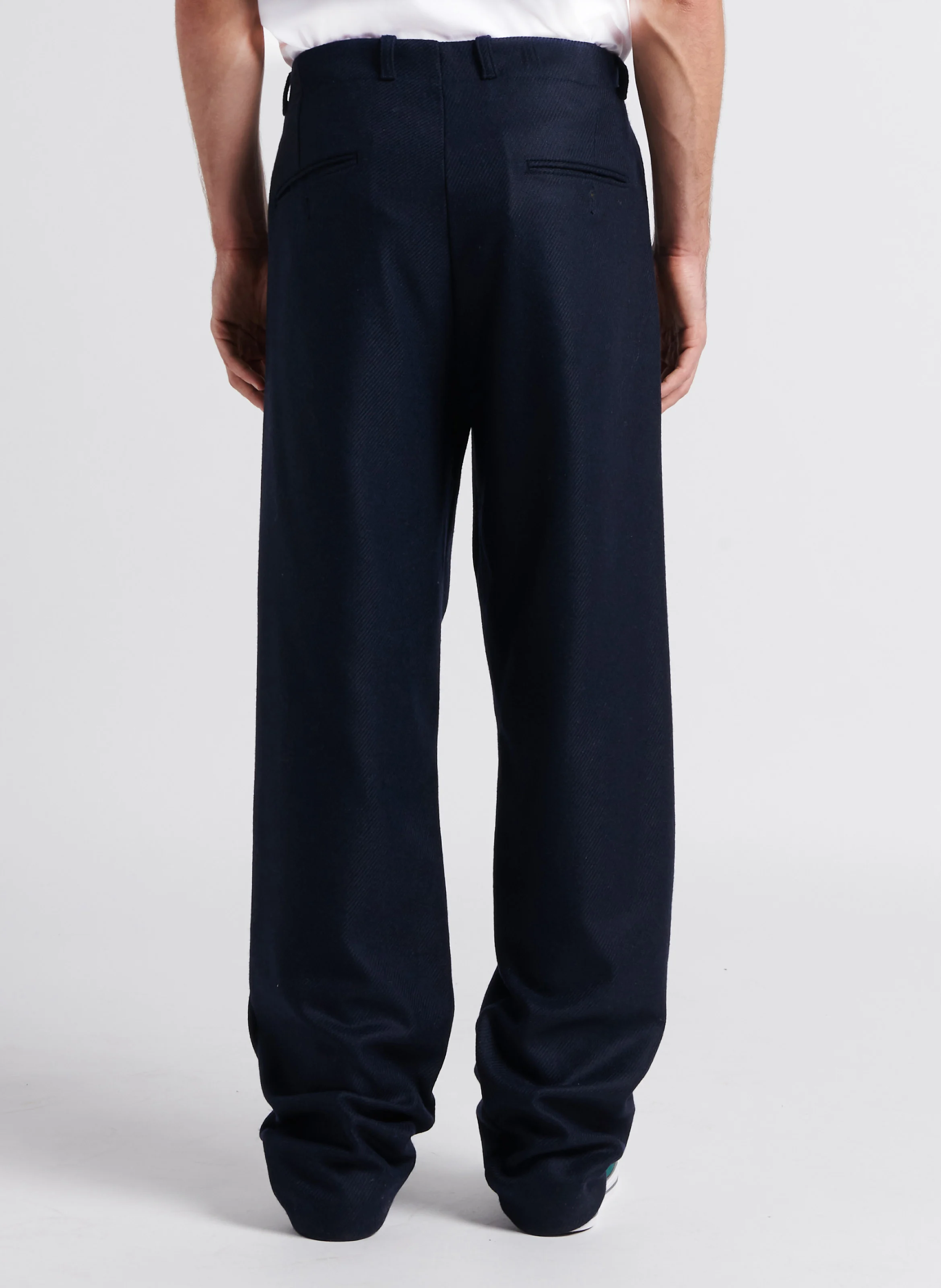 KYLE CHEVIOT - Pantalon droit en laine mélangée| Bleu