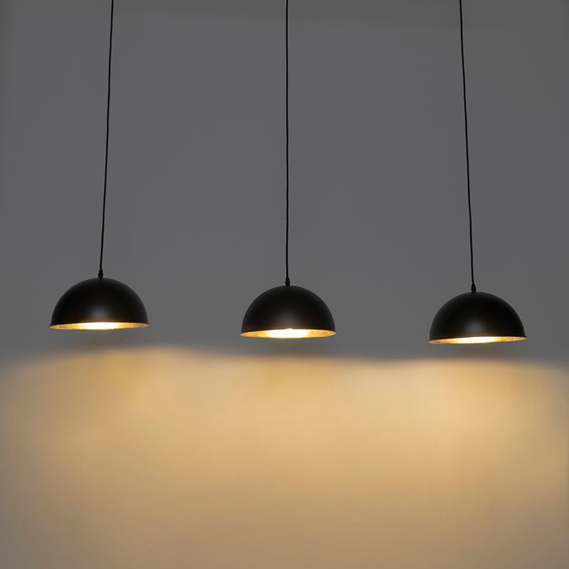 Smart hanglamp zwart met goud 3-lichts incl. Wifi A60 - Magnax