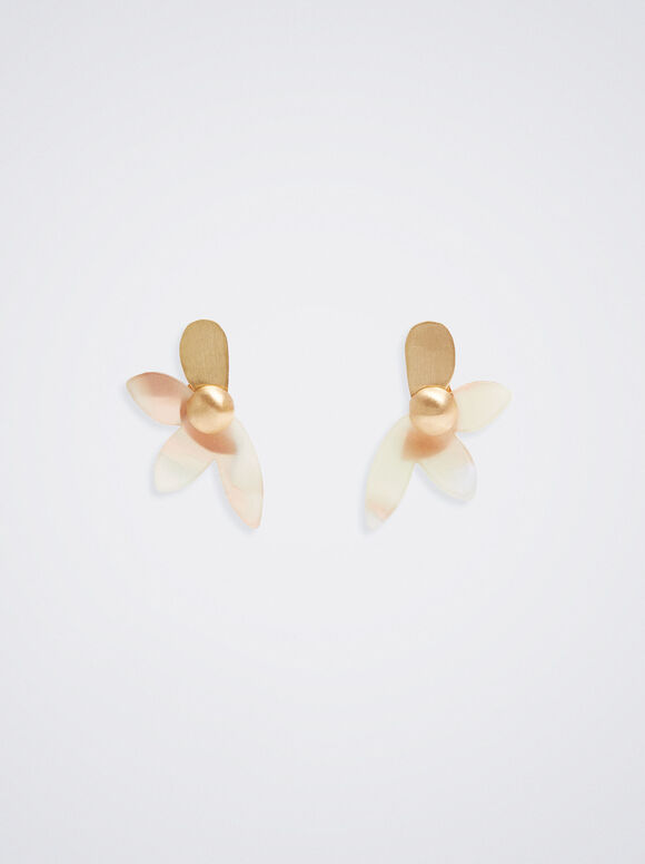 Pendientes Flor Con Resina - Multicor