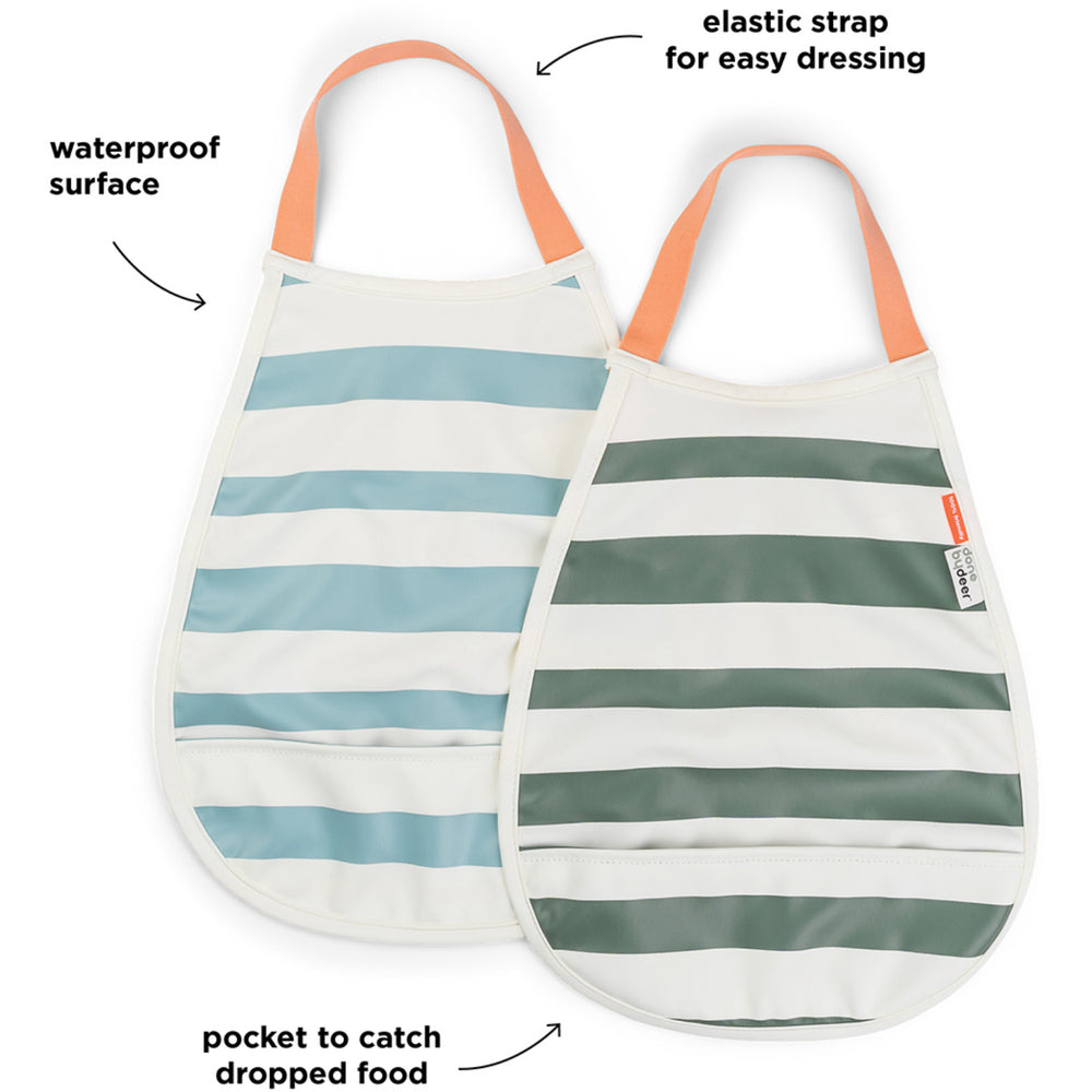 Køb DonebyDeer Blue/Green Pull-Over Hagesmæk 2-Pak Stripes