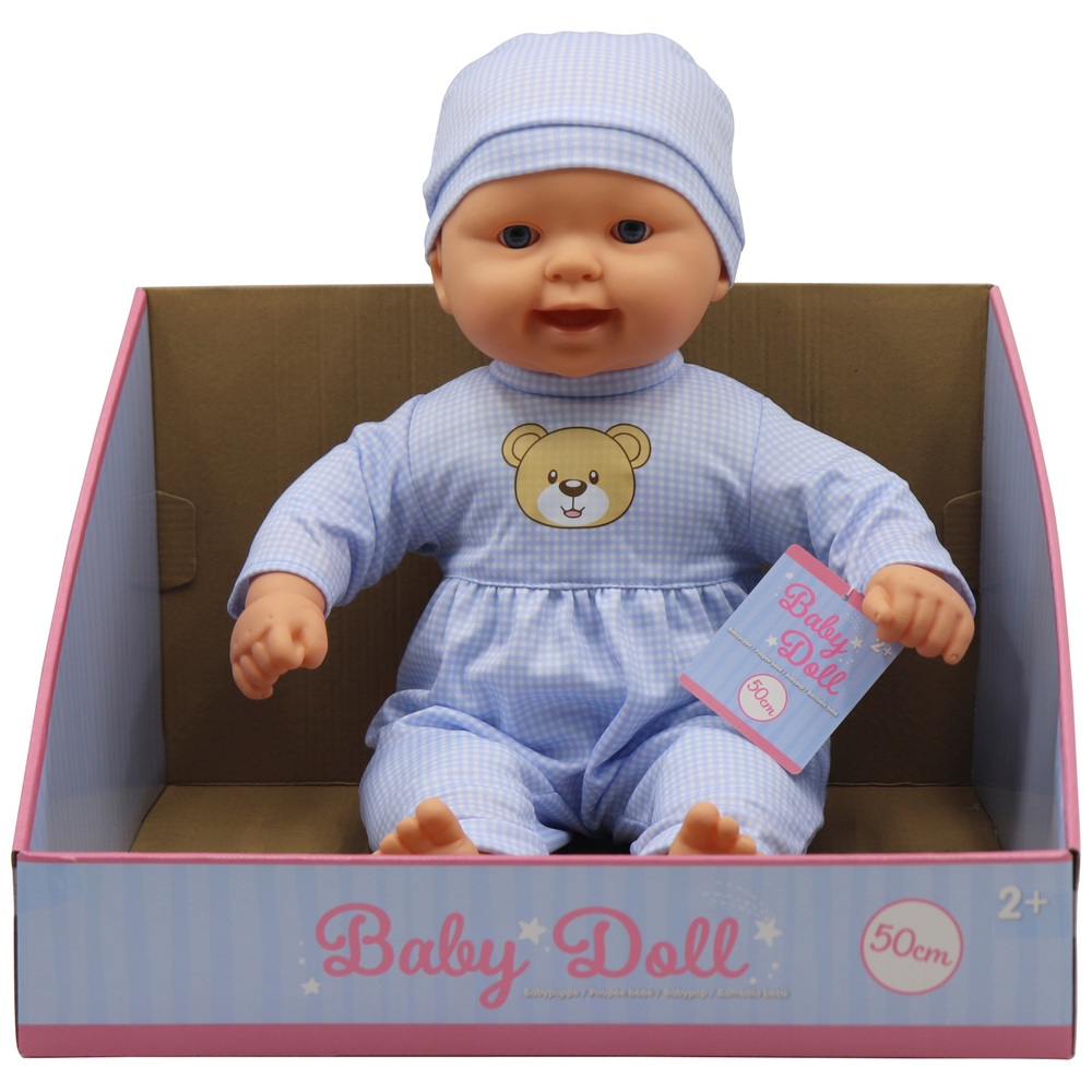 50 cm große Babypuppe in blauem Outfit