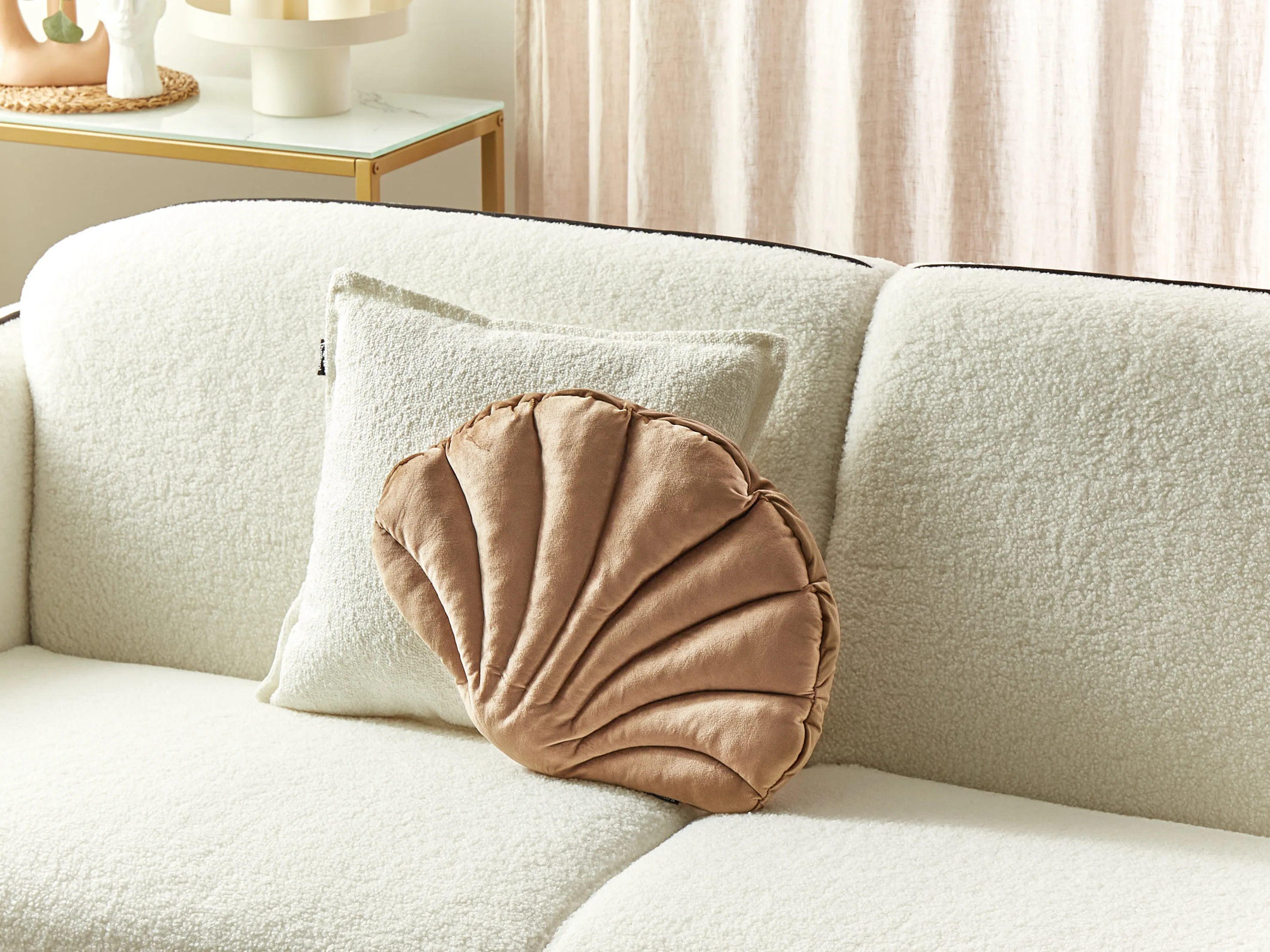 Sierkussen CONSOLIDA Fluweel 47 x 35 cm Zandbeige effen