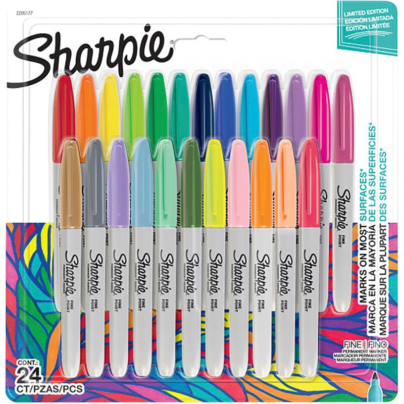 Marqueur permanent Sharpie pointe fine - Pochette de 24