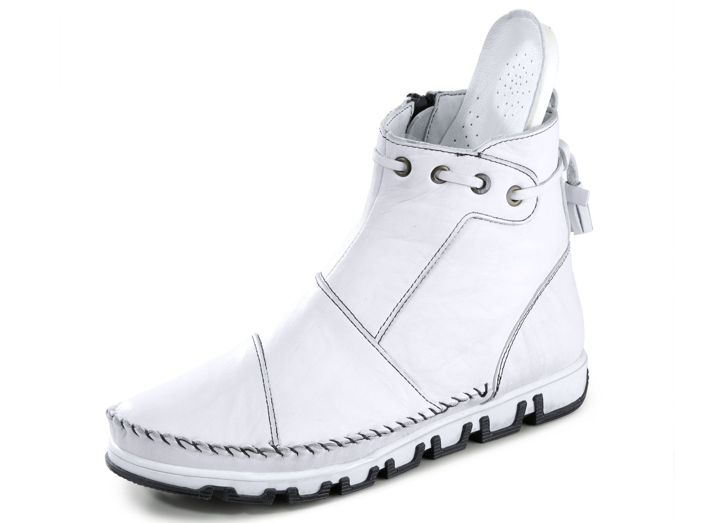Gemini Mokassin-Stiefelette aus Rind-Nappaleder mit Knitter-Struktur