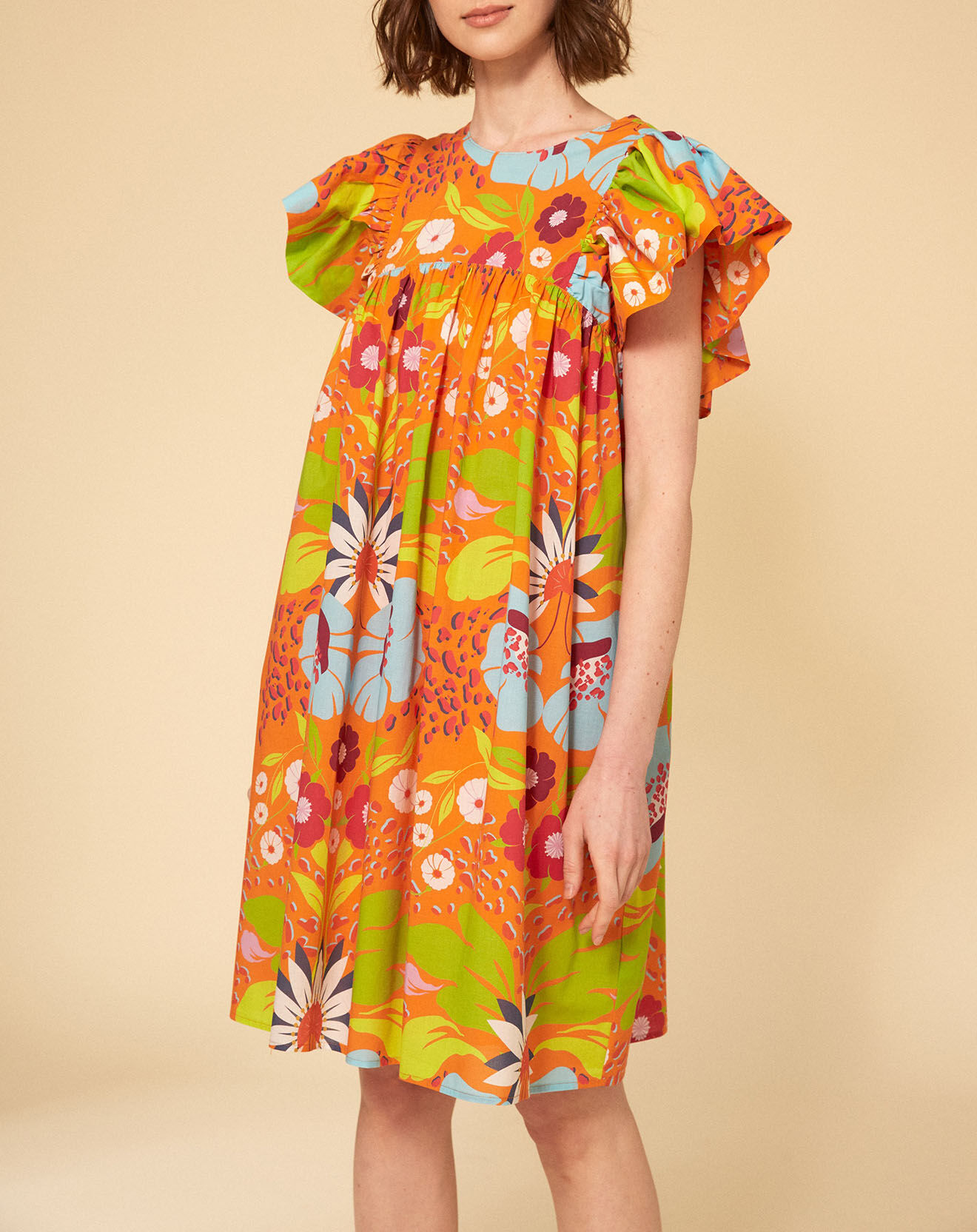 Manoush Robe Mexico imprimée orange