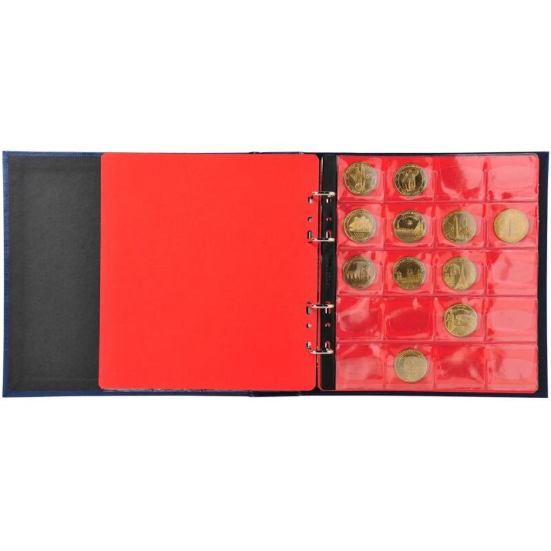 Classeur de collection pour 100 médailles souvenirs - 24,5x25 cm - Bleu marine