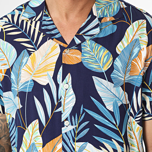 Chemise Manches Courtes Bleu Marine Floral