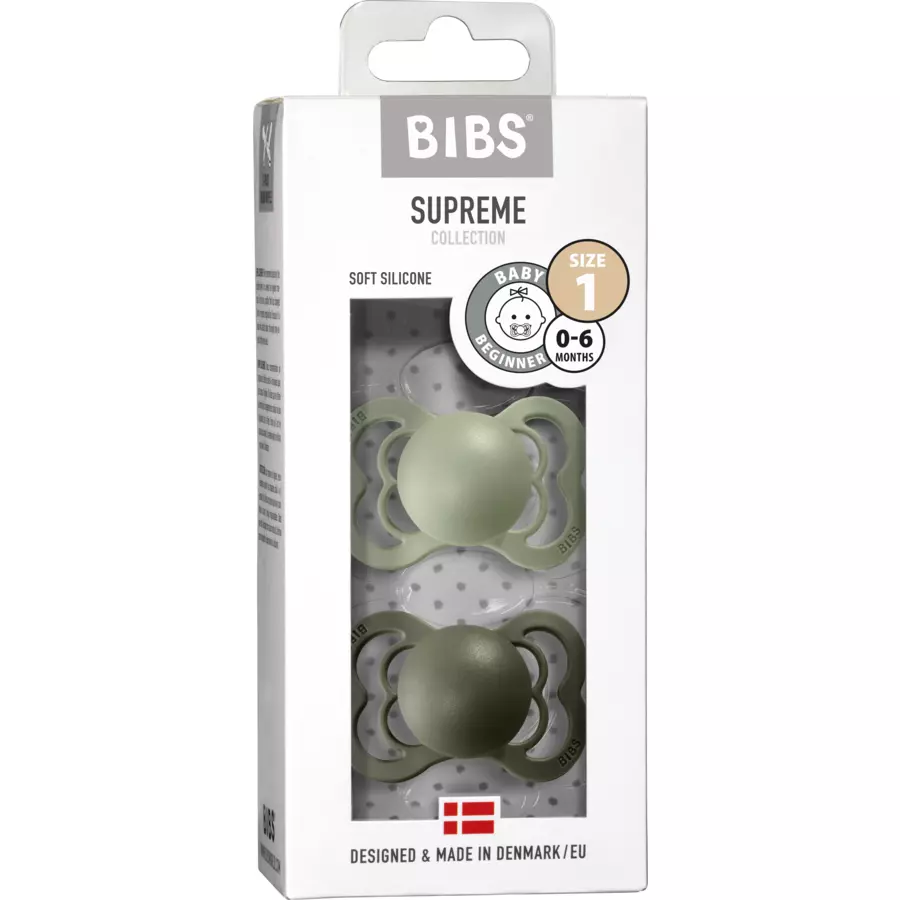 BIBS® Schnuller Supreme Sage  Hunter Green Silikon 0-6 Monate, 2 Stk.