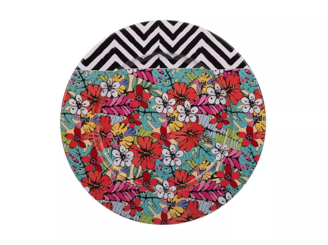 Assiette en métal multicolore d33x1,5h