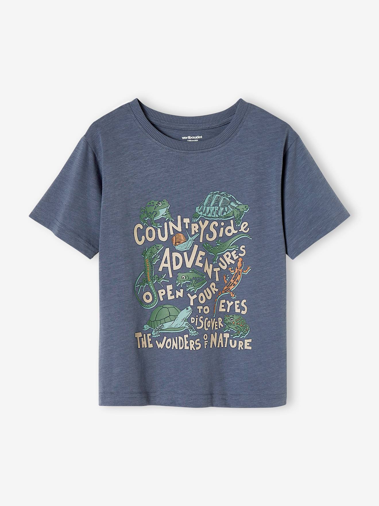 Camiseta azul-ardósia com estampa animal para meninos