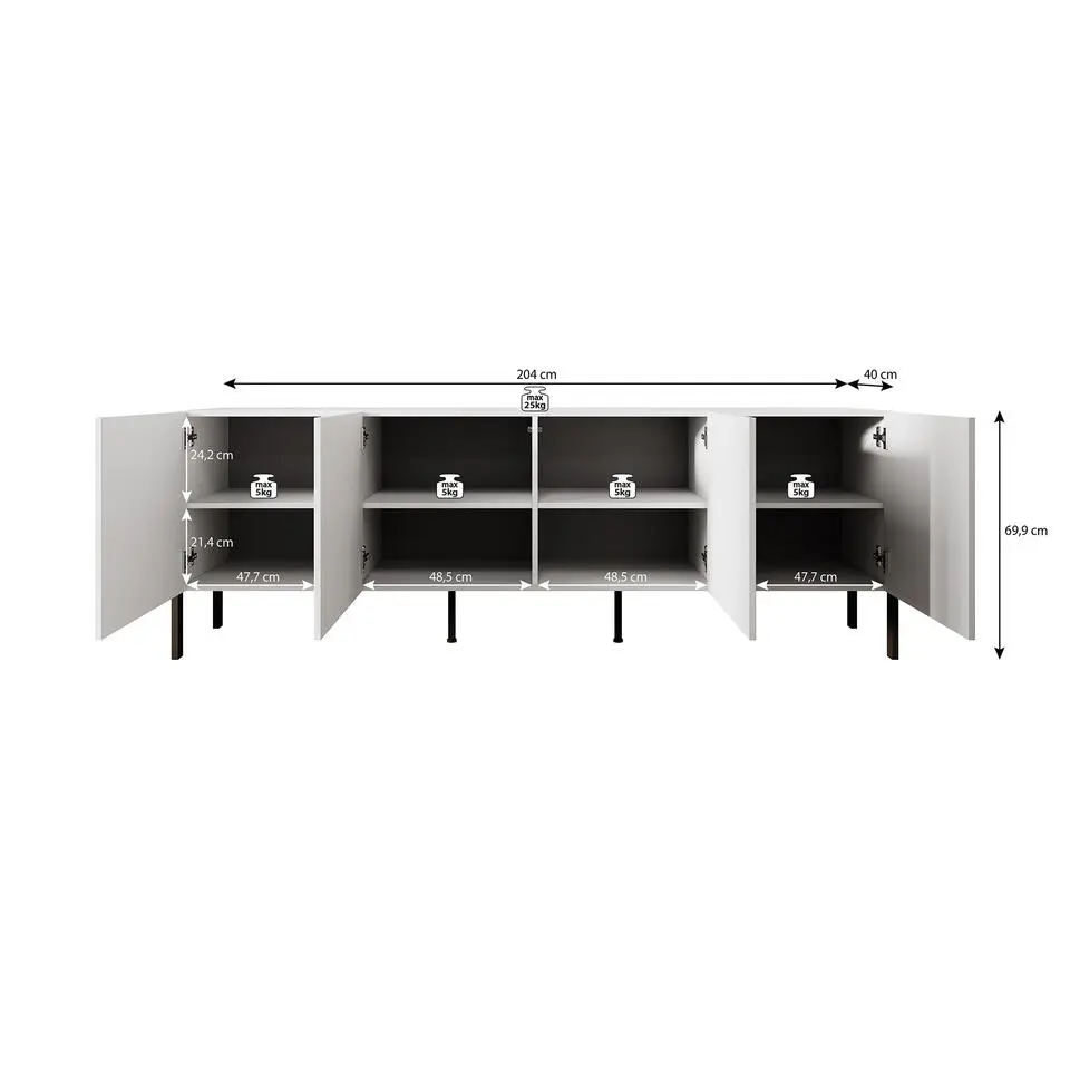 Meubella - TV-Meubel Jordy - Beige - 204 cm