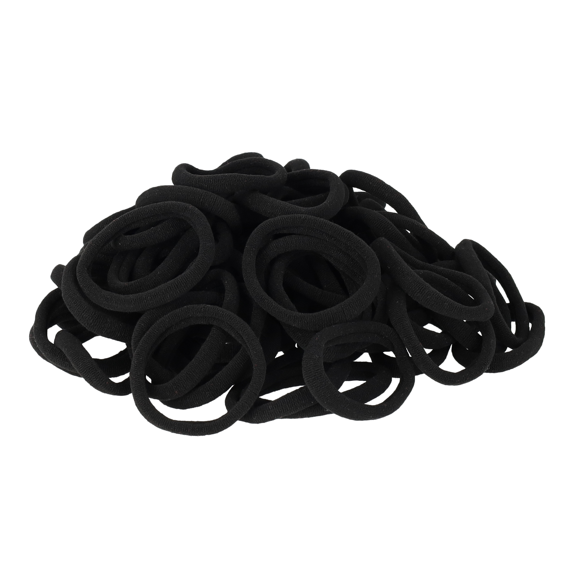 (100er Set) Ø3cm Elastische Haargummis Haarband ohne Metall - Schwarz