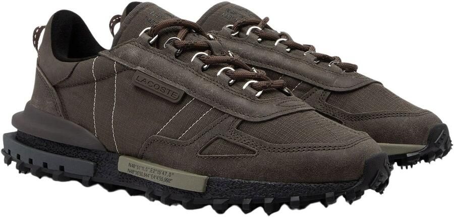 Lacoste heren sneaker Elite H II suède en nylon bruin kaki