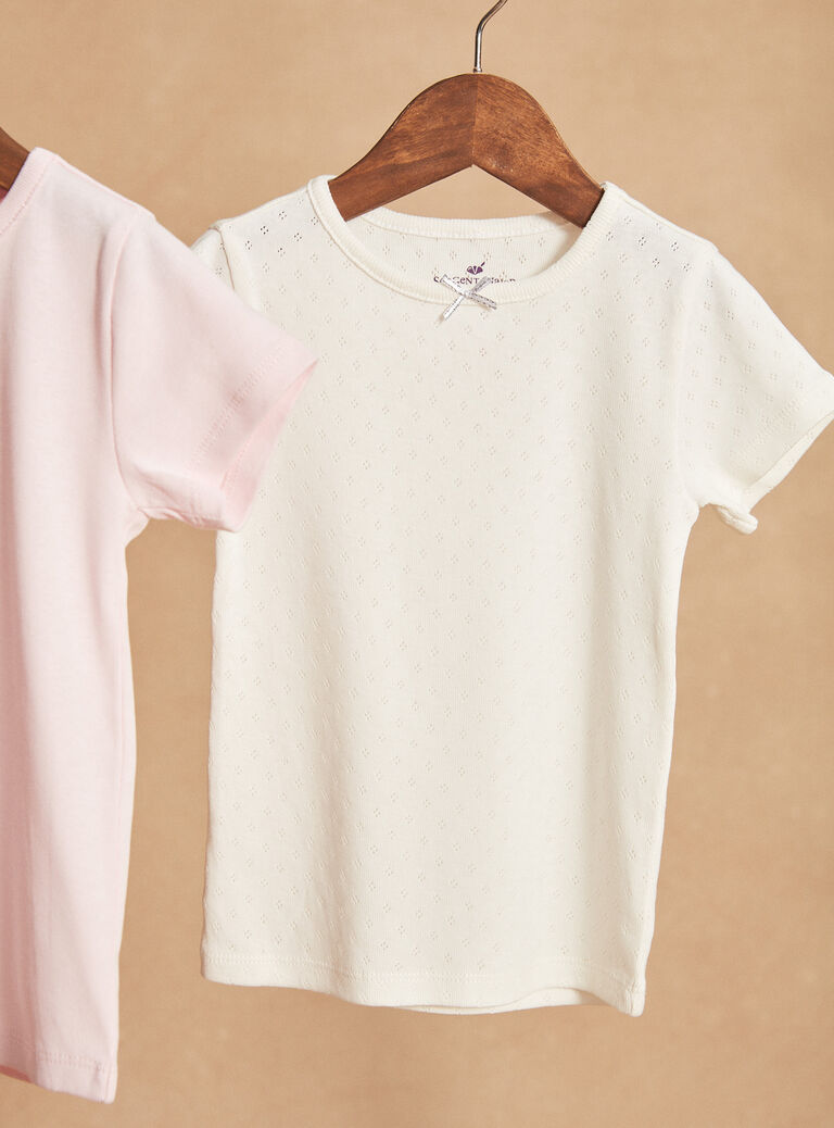 2 T-shirts écrus à motif danseuse