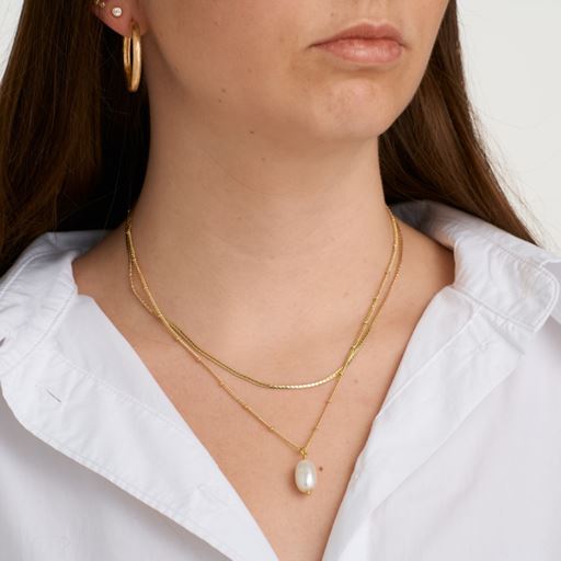 Pure By Nat Snake Chain Halskæde, Gold Plated, 42 cm