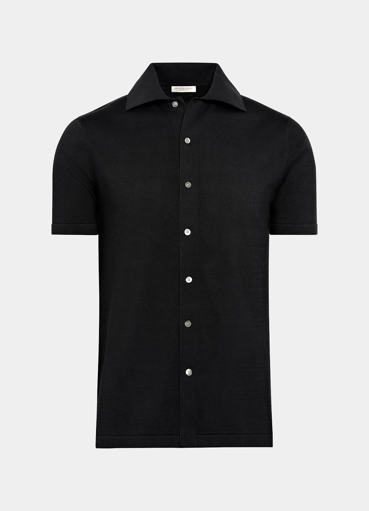 Cardigan à col polo noir