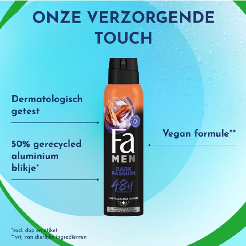 Fa - Men - Dark Passion - Deodorant Spray - Voordeelverpakking - 6 x 150 ml
