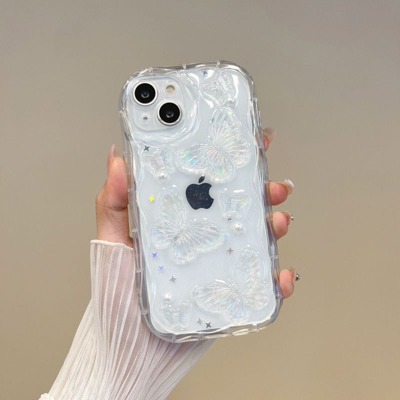Tondephiry - Transparante telefoonhoes met vlinderprint voor iPhone 16, 16 Plus, 16 Pro, 16 Pro Max, 15, 15 Pro, 15 Pro Max, 14, 14 Plus, 14 Pro, 14 Pro Max, 13, 13 Pro, 13 Pro Max