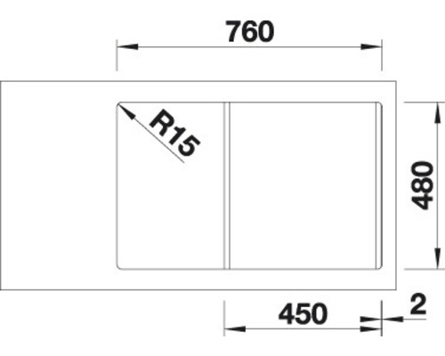 Blanco SONA 45 S spoelbak, 780 x 500 mm, nootmuskaat, 519670