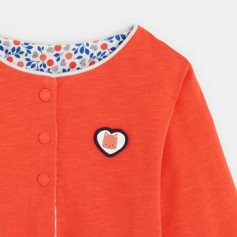 Gilet réversible fleuri rouge bébé fille