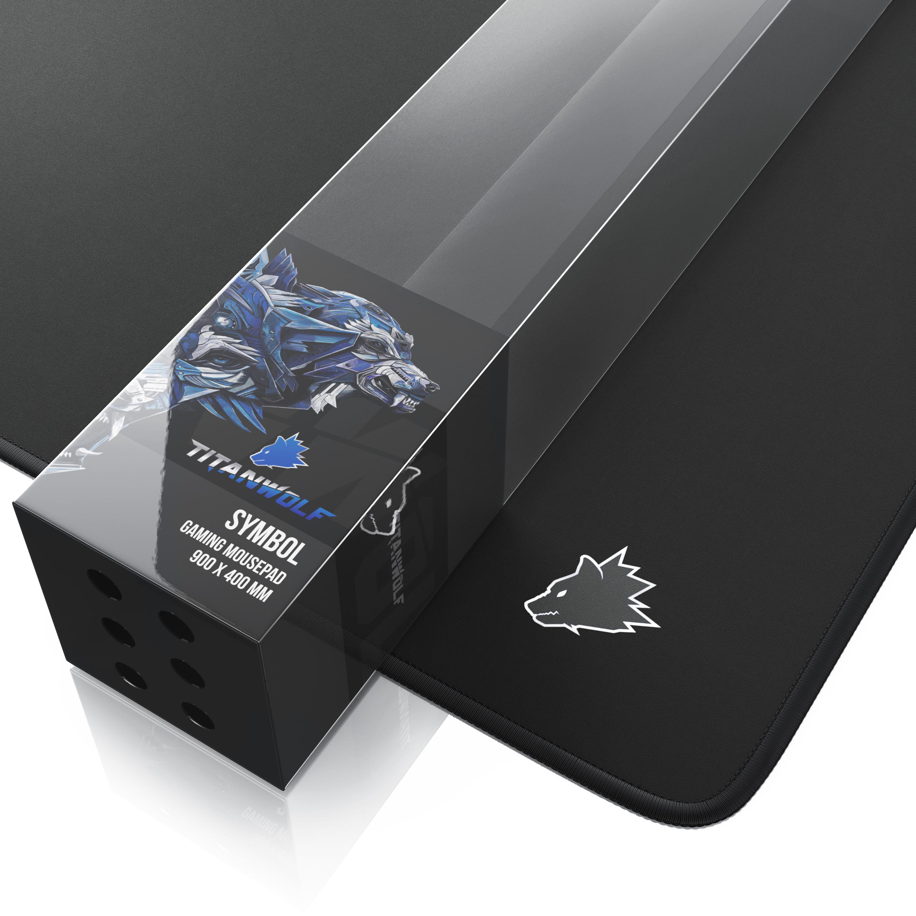 Titanwolf Gaming Mauspad XXL, glattes Stoffgewebe, Speed Mousepad 900x400mm große Fläche, kleines Logo rechts