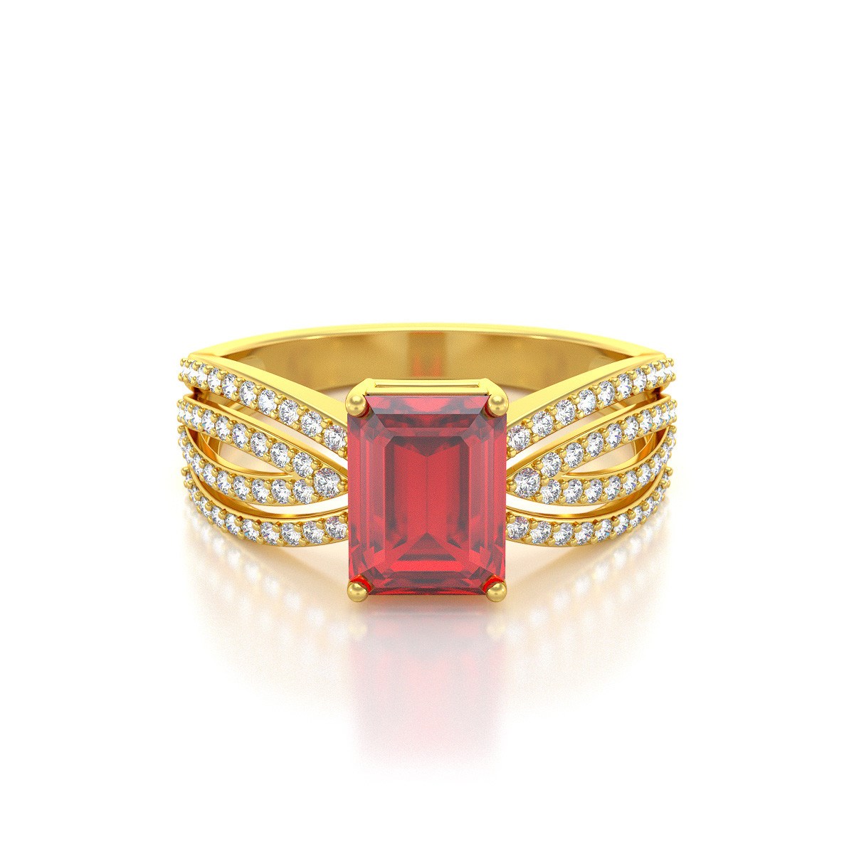 Bague ADEN Or 585 Jaune Rubis et diamants 2.97grs