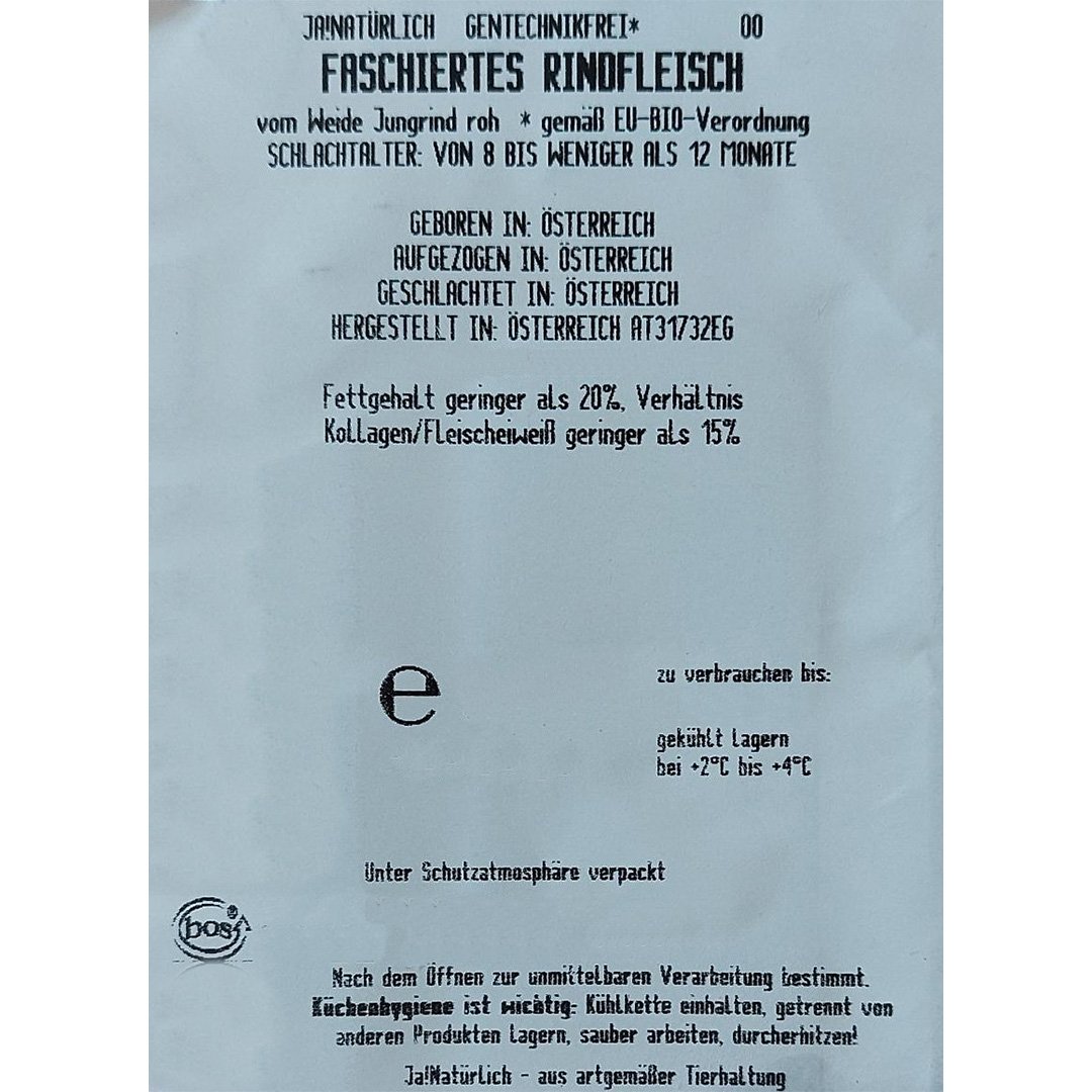 JA! Natürlich Rinderfaschiertes
