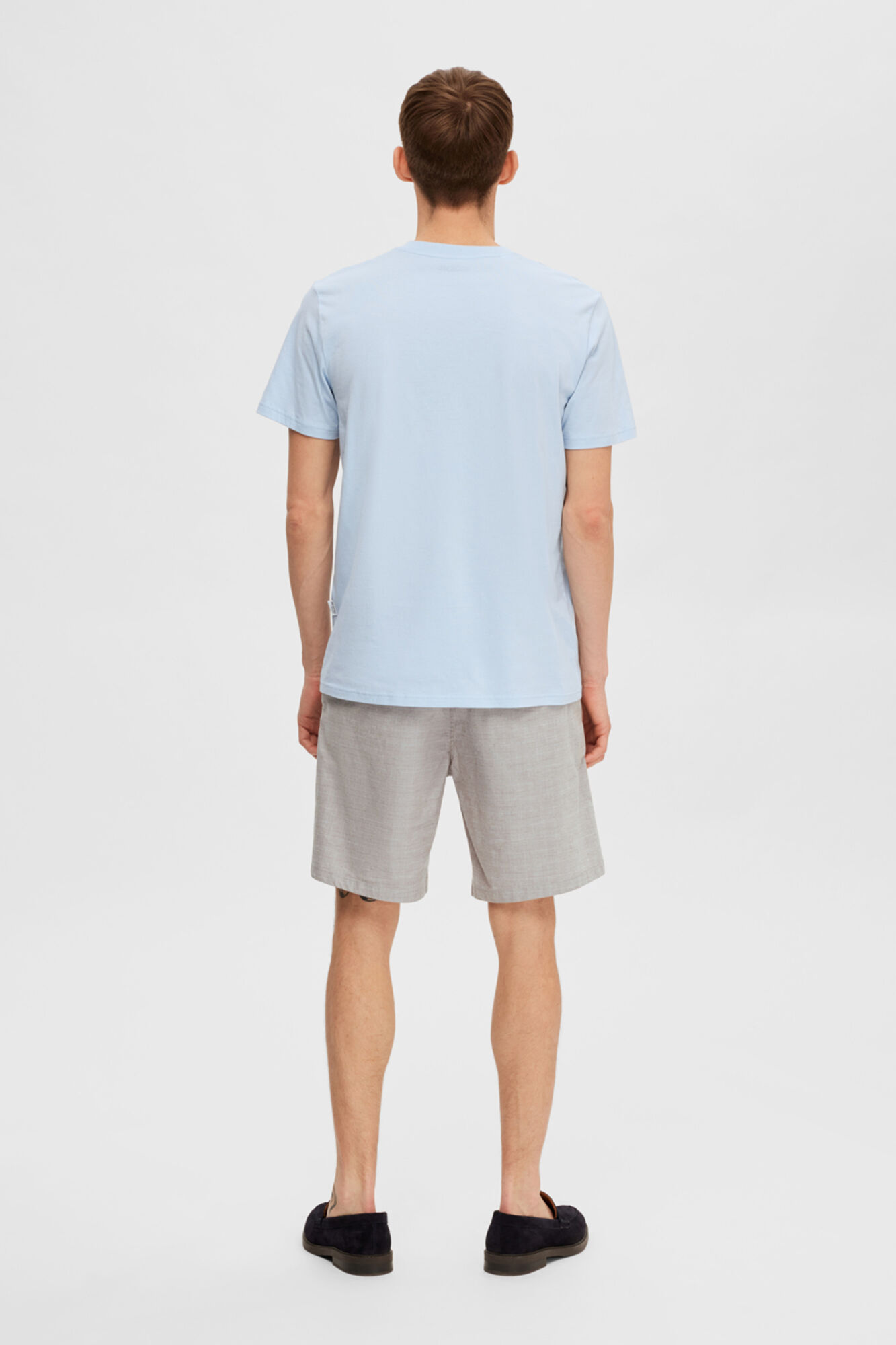 Camiseta de manga curta em algodão orgânico com estampa gráfica. - Azul