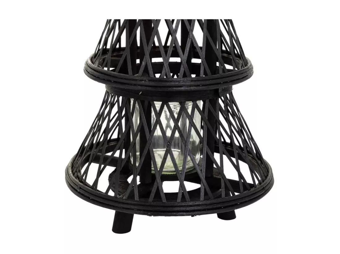 Lanterne photophore en bambou marron d23,5x29h