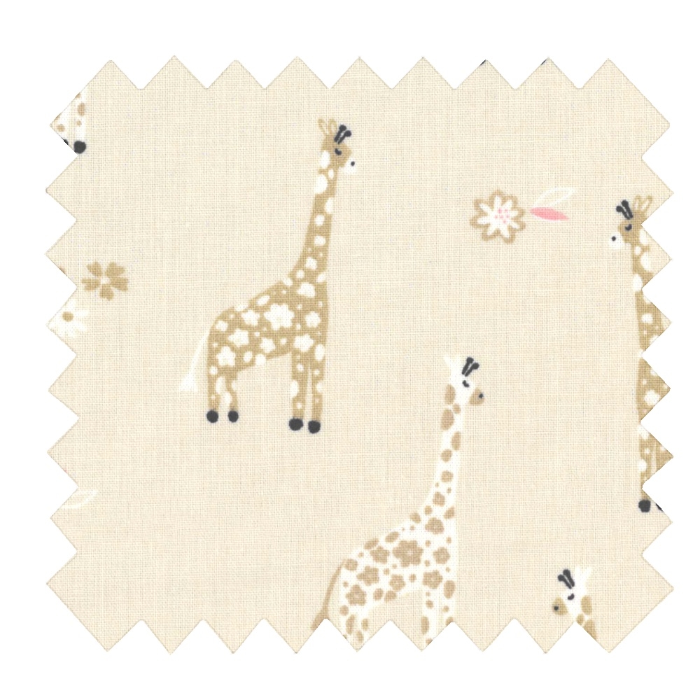 Tissu Coton Au Mètre Ex2458 Girafe Fleurie Beige