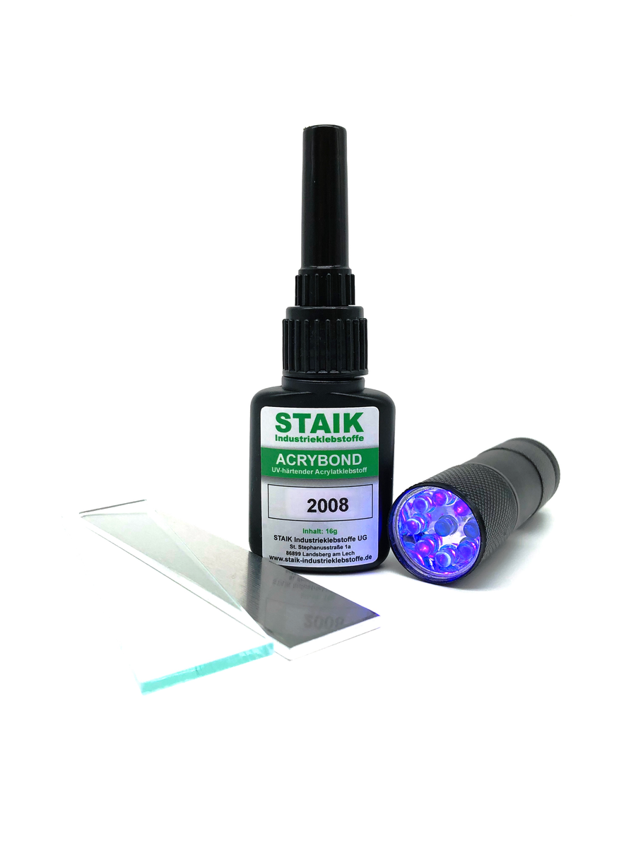 Acrybond UV-lijm: Dikke glaslijm | Glas-metaallijm | Met lamp | Gemaakt in Duitsland | 16 g