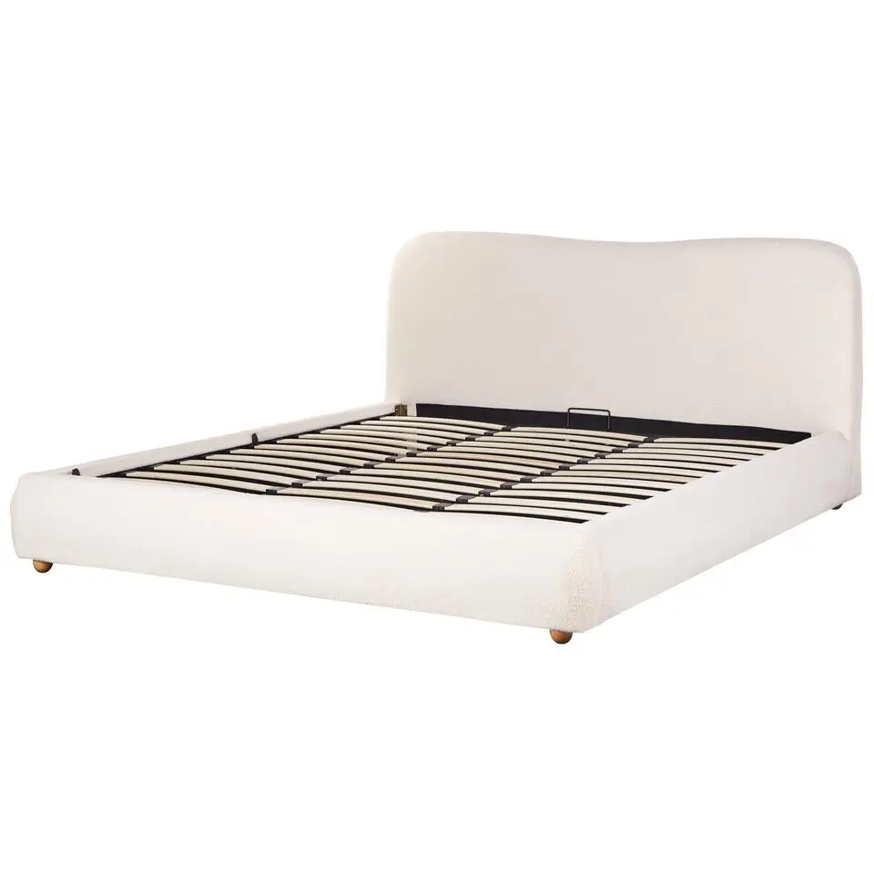 BLAGNAC - Bed met opbergruimte - Wit - 180 x 200 cm - Bouclé