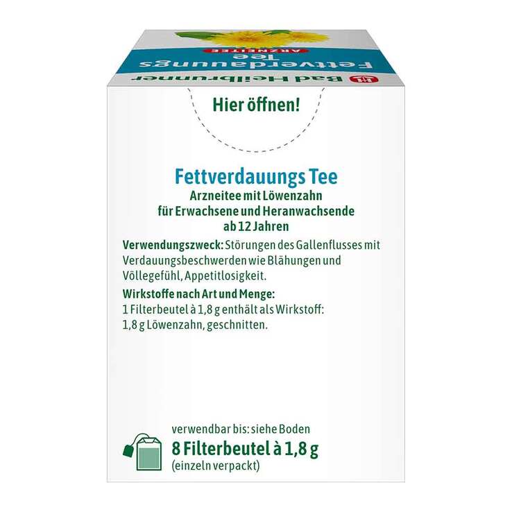 Bad Heilbrunner Tee Fettverdauung Filterbeutel, 8X1.8 g