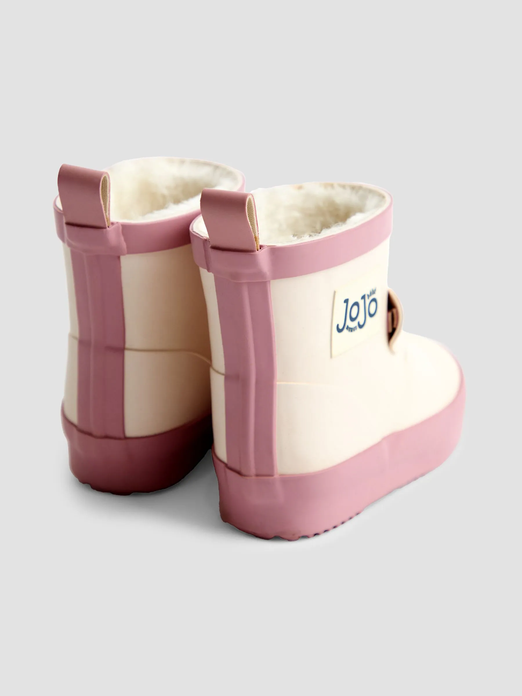 Crème - JoJo Maman Bébé Print Cosy Short Wellies