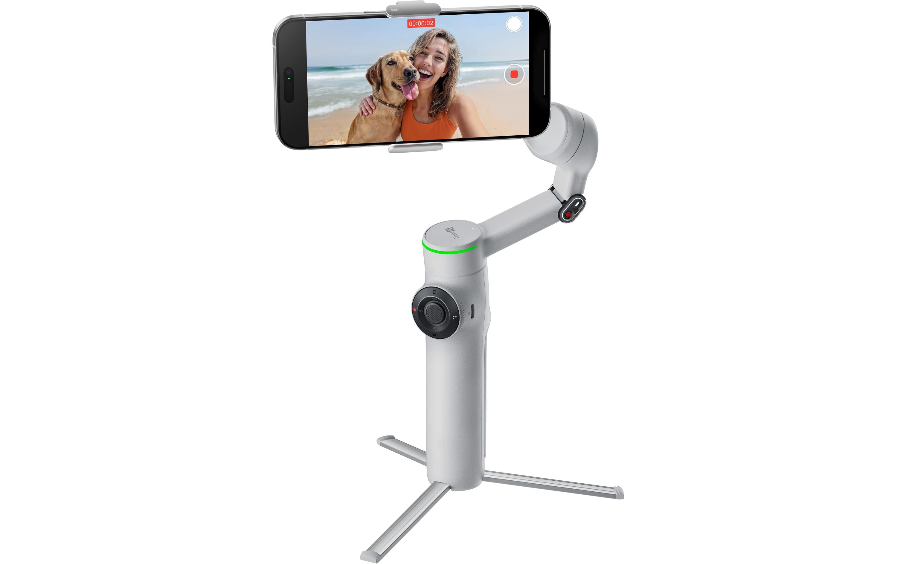 Gimbal Flow 2 Pro Creator-Paket Grau<br>Ultimativer Kl-Tracking-Stabilisator mit Spotlight, magnetischer Handyhalterung und USB-C-Ladekabel