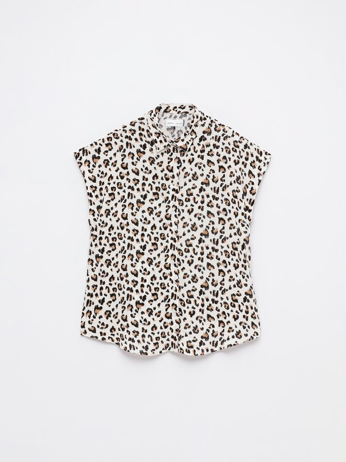 Blusa fluida sem mangas - Estampa de leopardo