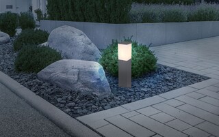 GLOBO LED Retrofit Sockelleuchte Herri Anthrazit /Opalweiß 12,4x12,4cm H45cm