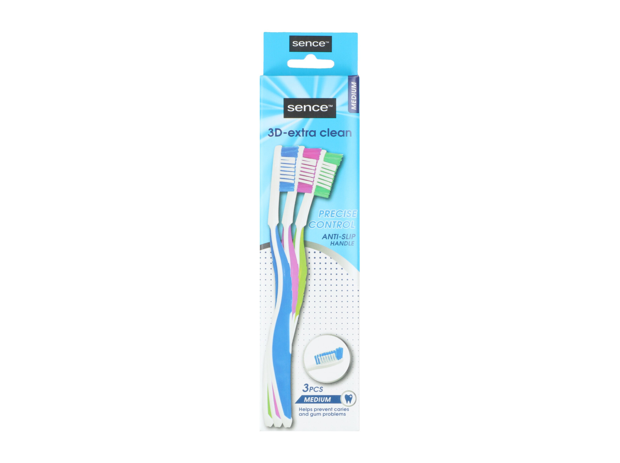 ESCOVA DENTES SENCE 3D EXTRA CLEAN MÉDIA 3UN