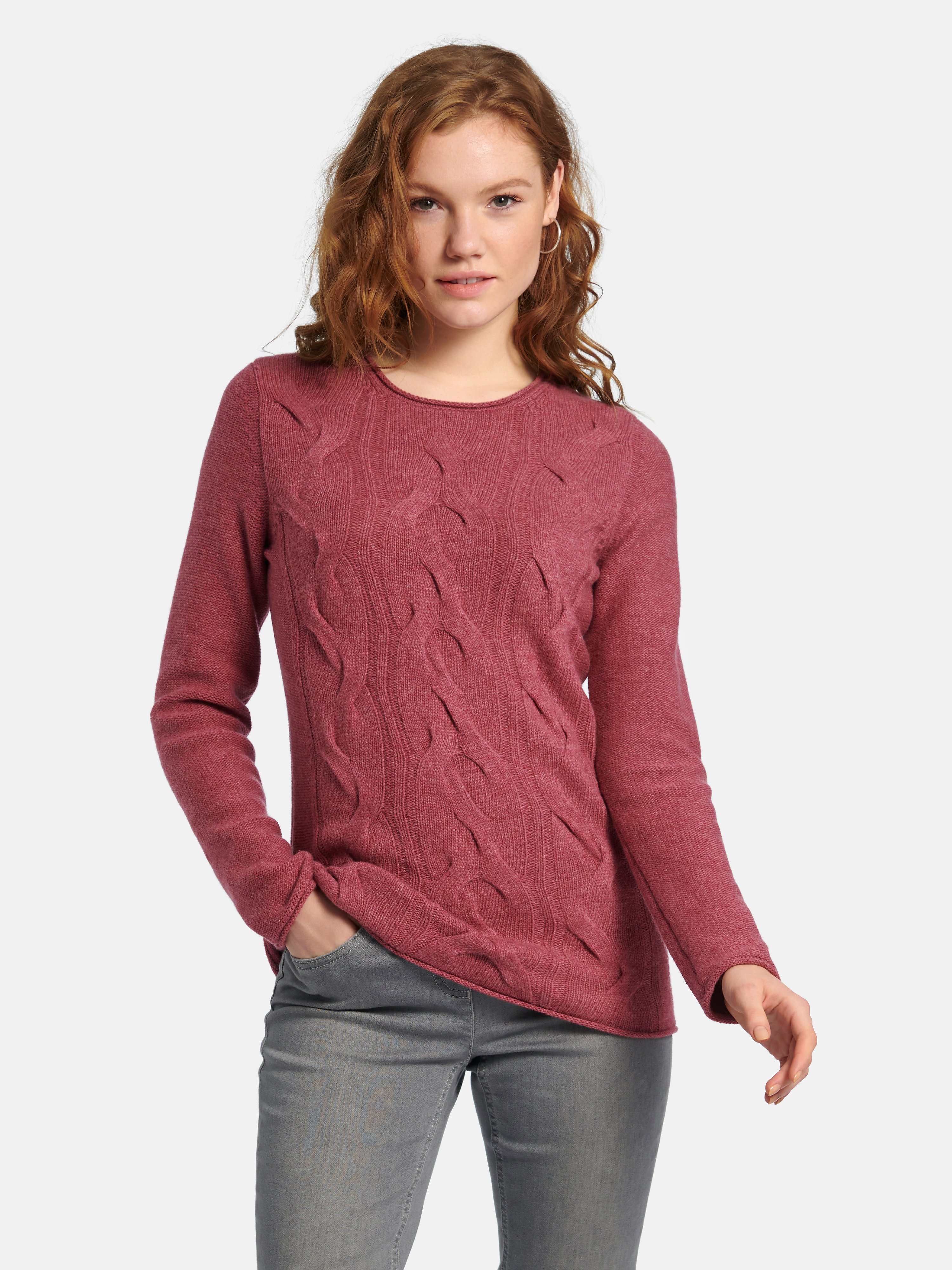 Rundhals-Pullover aus 100% Schurwolle