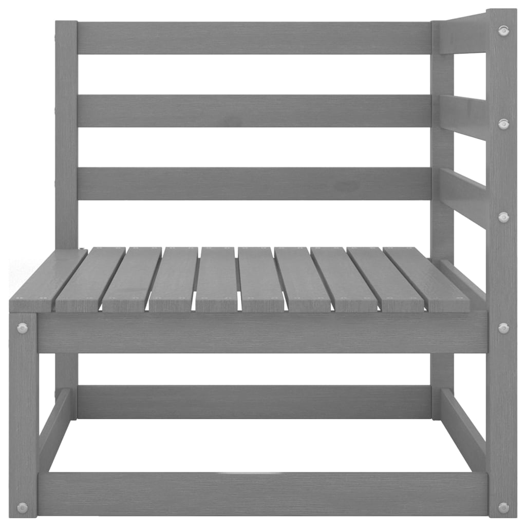 Salon de jardin meuble d'extérieur ensemble de mobilier 6 pièces gris bois de pin massif