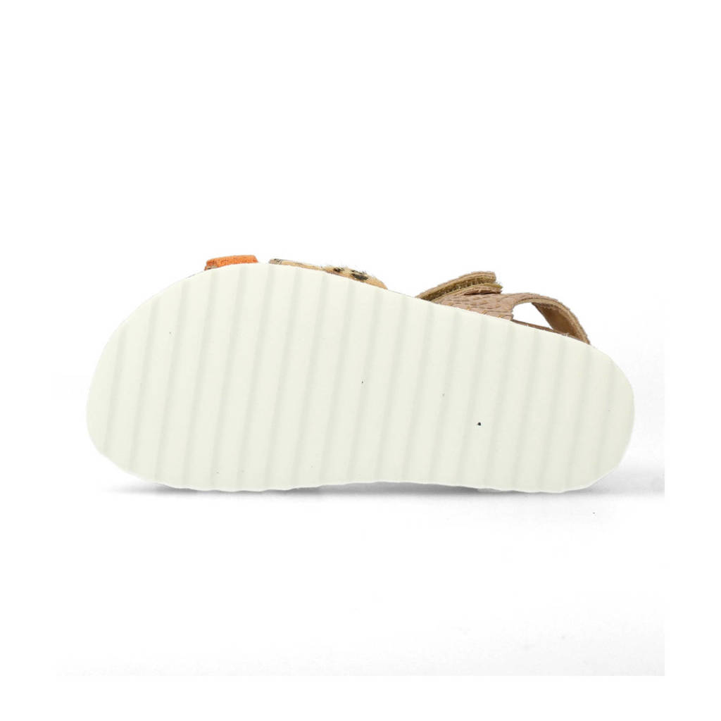 Develab leren sandalen taupe/oranje