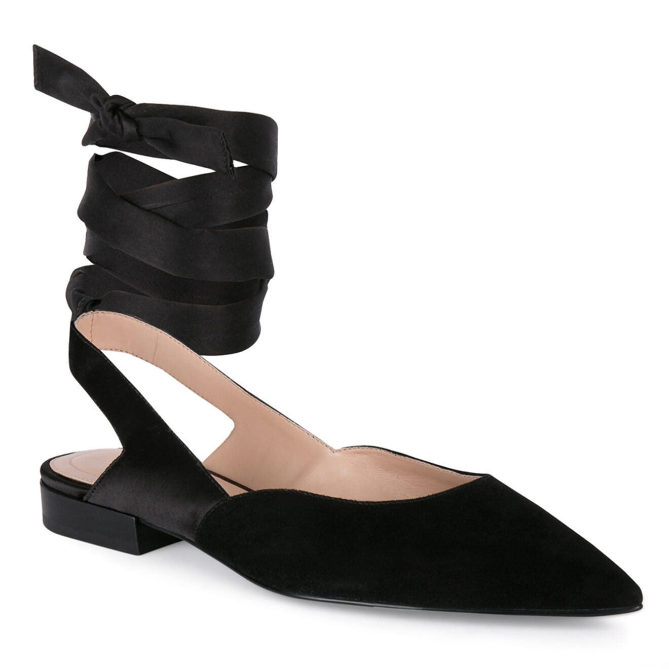 What For Ballerines en Velours de Cuir Amélia noires