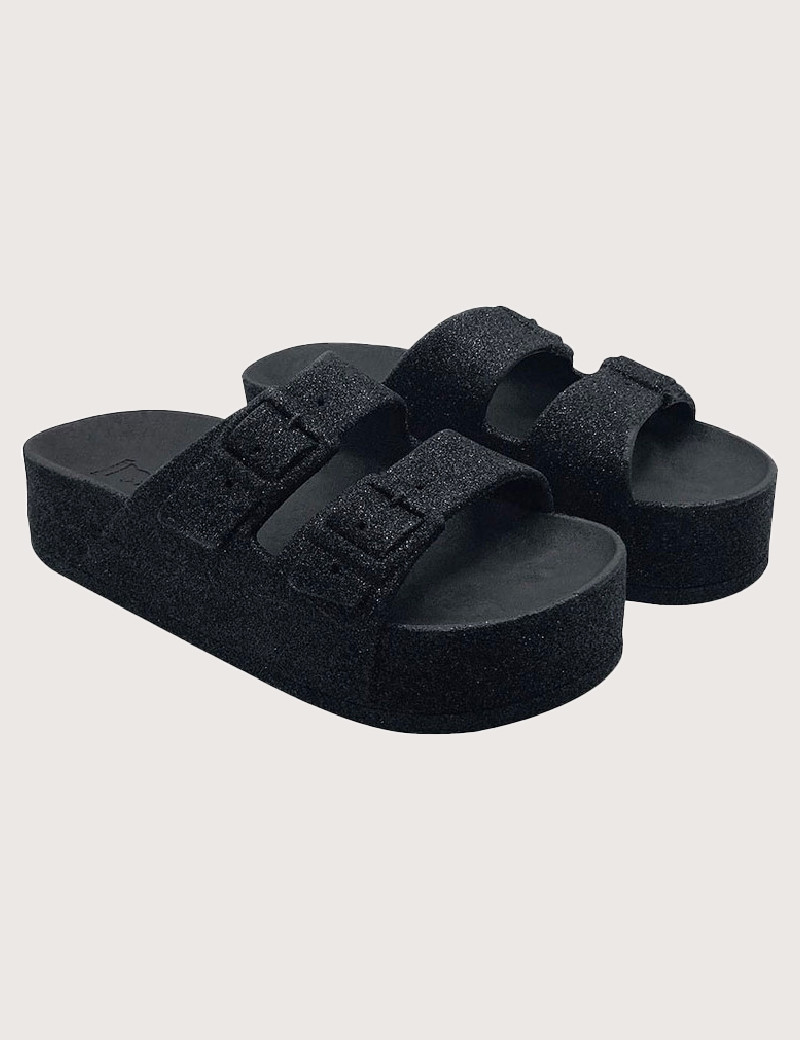 CACATOES SANDALES COMPENSÉES FEMME CAIPIRINHA GLITTER NOIRES